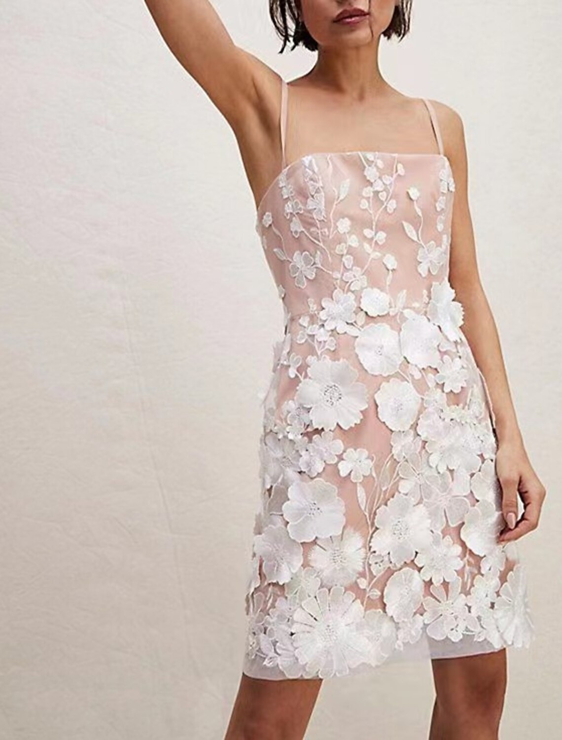 Wholesale Sheath / Column Homecoming Dresses Floral Dress Cocktail Party Birthday Short / Mini Sleeveless Spaghetti Strap Pink Dress Lace with Embroidery