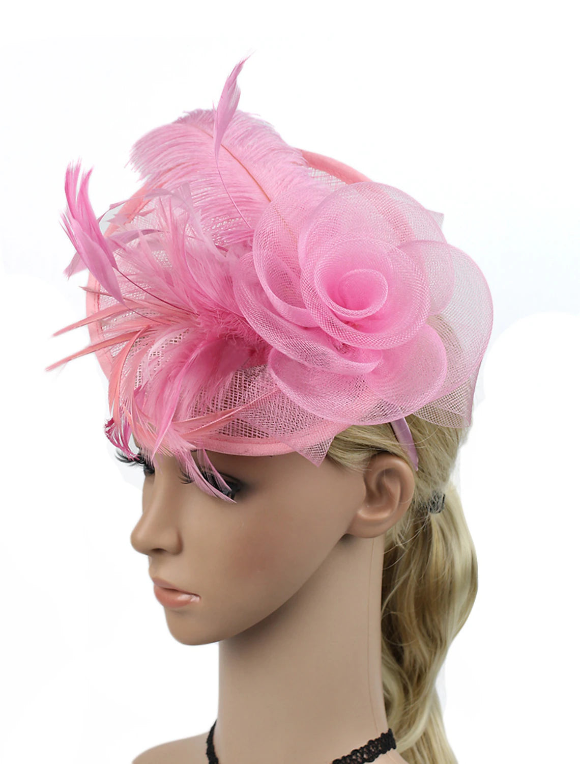 Wholesale Feather / Net Fascinators Kentucky Derby Hat / Flowers / Headwear with Floral 1PC Special Occasion / Horse Race / Ladies Day Headpiece