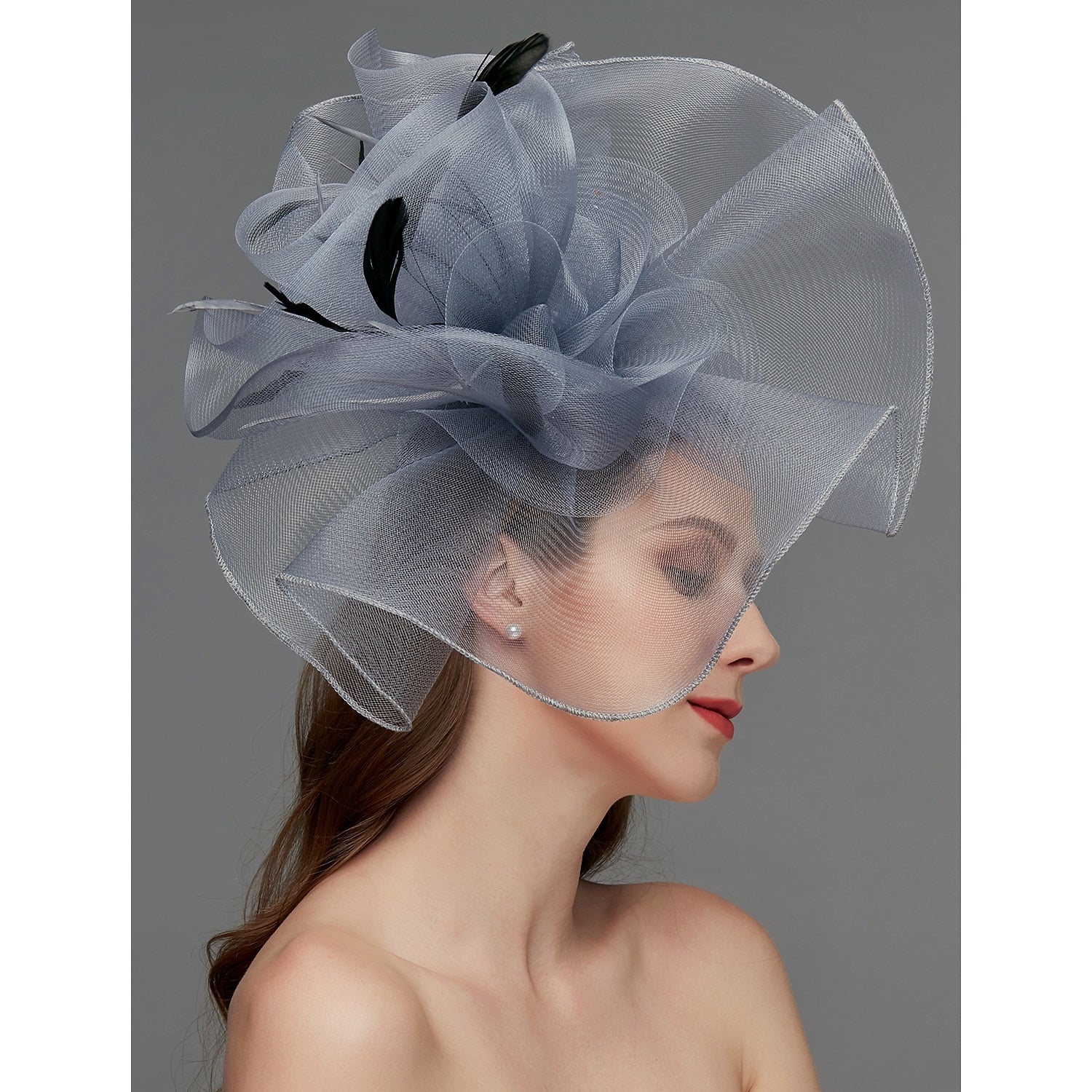Wholesale Net Fascinators / Headdress / Headpiece with Feather / Flower / Trim 1 PC Wedding / Special Occasion / Tea Party Headpiece