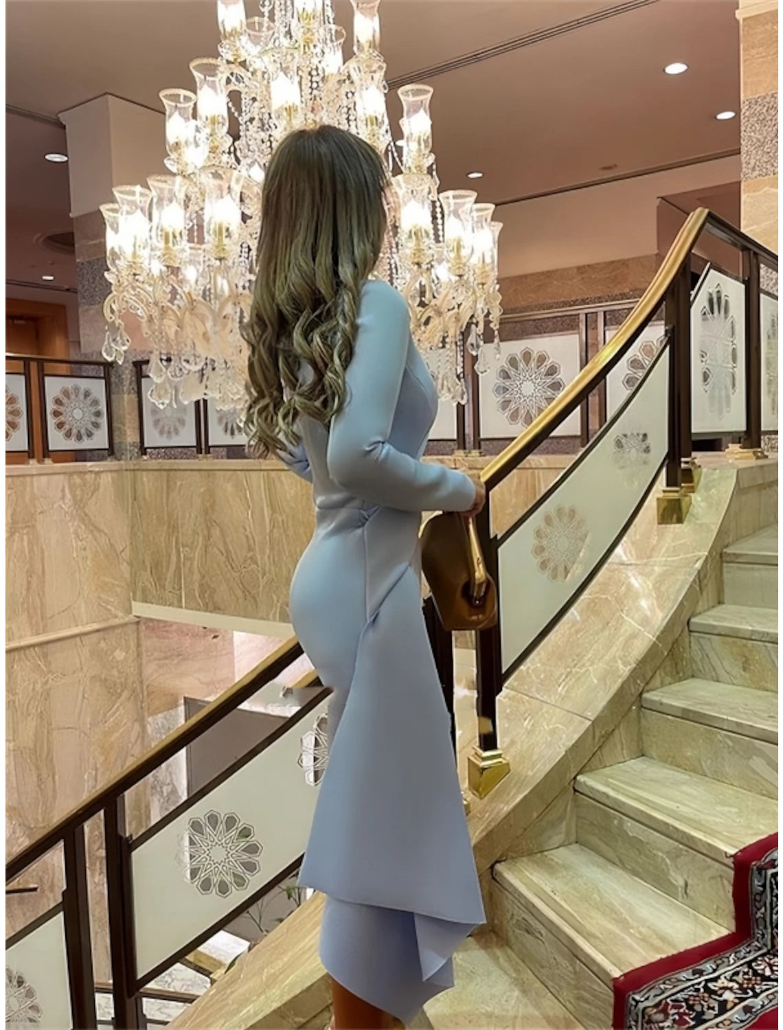 Wholesale Sheath / Column Cocktail Dresses Elegant Dress Formal Fall Knee Length Long Sleeve Jewel Neck Stretch Fabric with Pleats Ruched