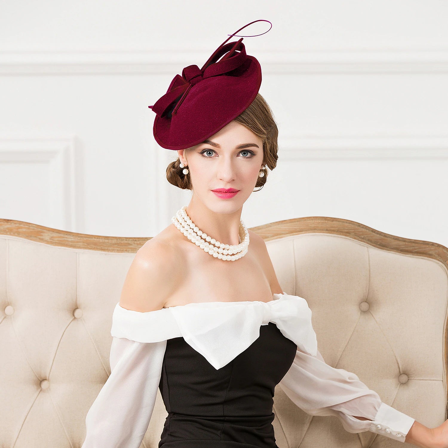 Wholesale Fascinators Hats Headpiece Wool Saucer Hat Wedding Horse Race Ladies Day Cocktail Elegant With Headpiece Headwear