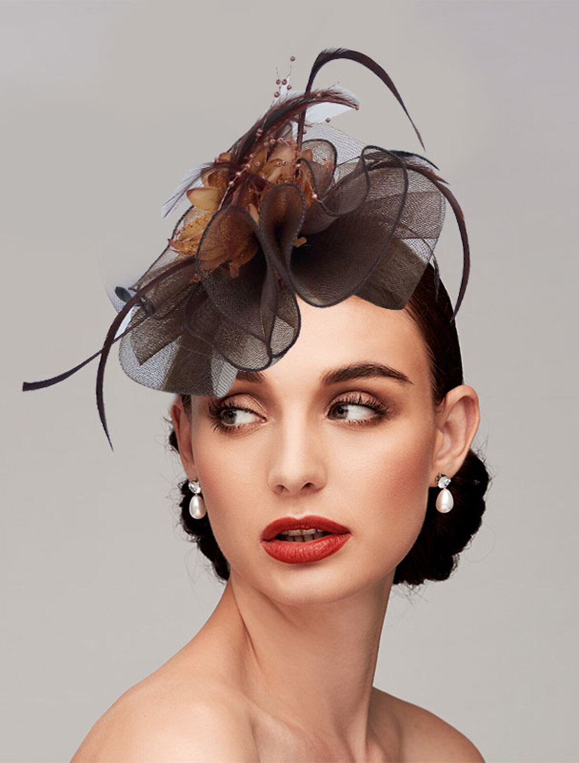 Wholesale Feather / Net Headbands / Fascinators Kentucky Derby Hat with 1 Piece Wedding / Party / Evening / Tea Party Headpiece