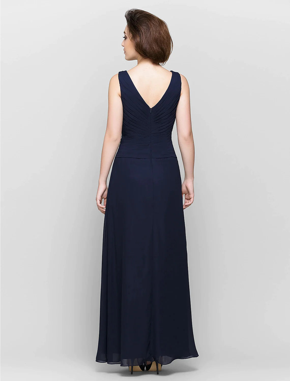 Wholesale Sheath / Column Mother of the Bride Dress Convertible Dress V Neck Floor Length Chiffon 3/4 Length Sleeve with Criss Cross Cascading Ruffles