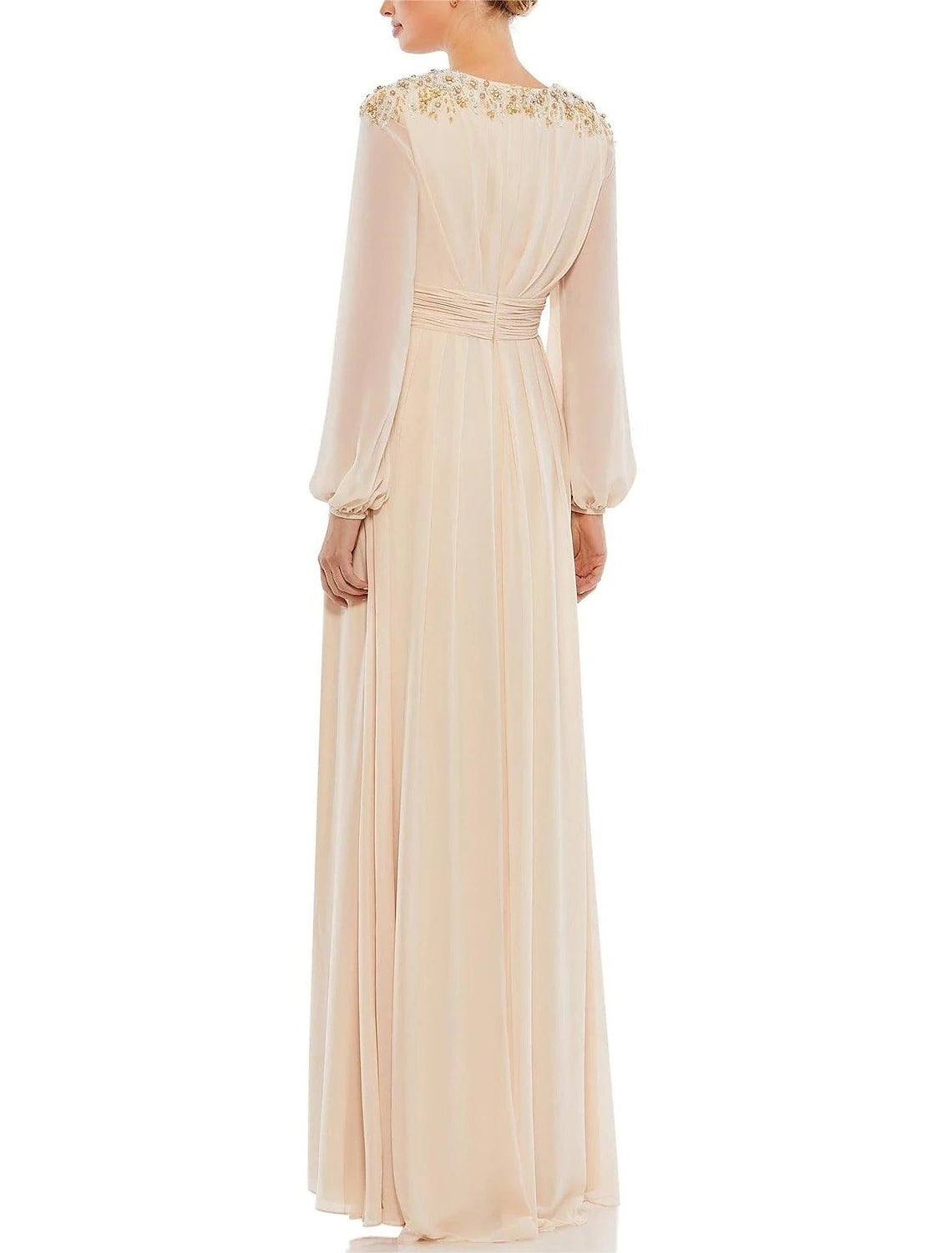 Wholesale A-Line Mother of the Bride Dress Wedding Guest Elegant Vintage V Neck Knee Length Stretch Chiffon Long Sleeve with Crystals Beading