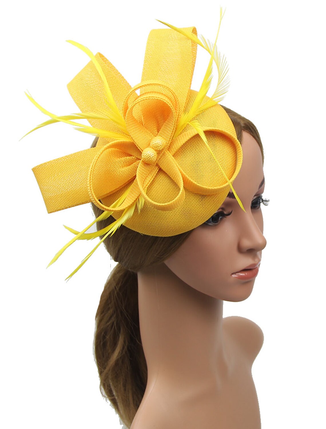 Wholesale Fascinators Kentucky Derby Hat Headwear Polyester / Polyamide Bucket Hat Pillbox Hat Holiday Melbourne Cup Cocktail Royal Astcot With Feather Appliques Headpiece Headwear