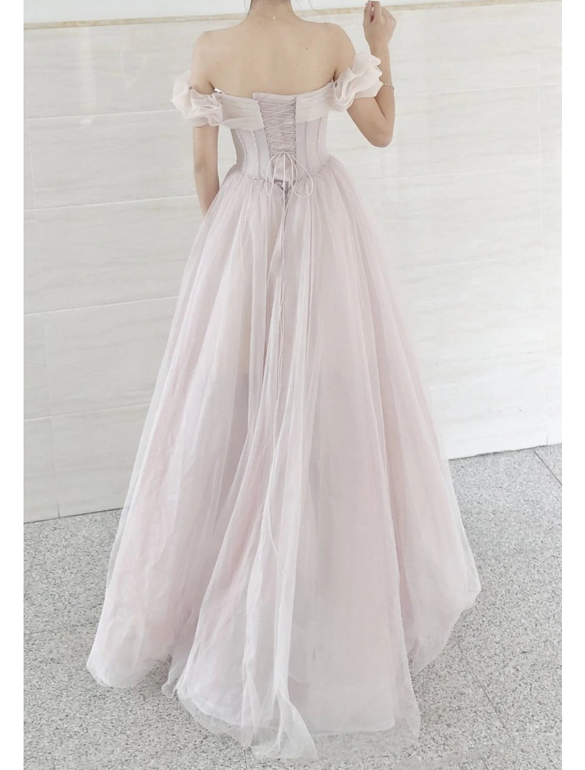 Wholesale  A-Line Prom Dresses Empire Dress Prom Formal Evening Sweep / Brush Train Short Sleeve Sweetheart Tulle with Pleats Beading