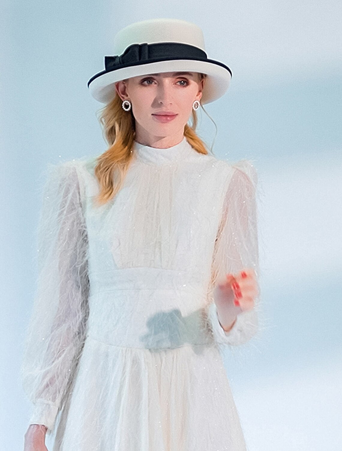 Wholesale Hats 100% Wool Fedora Hat Casual Tea Party Elegant With Bowknot Headpiece Headwear