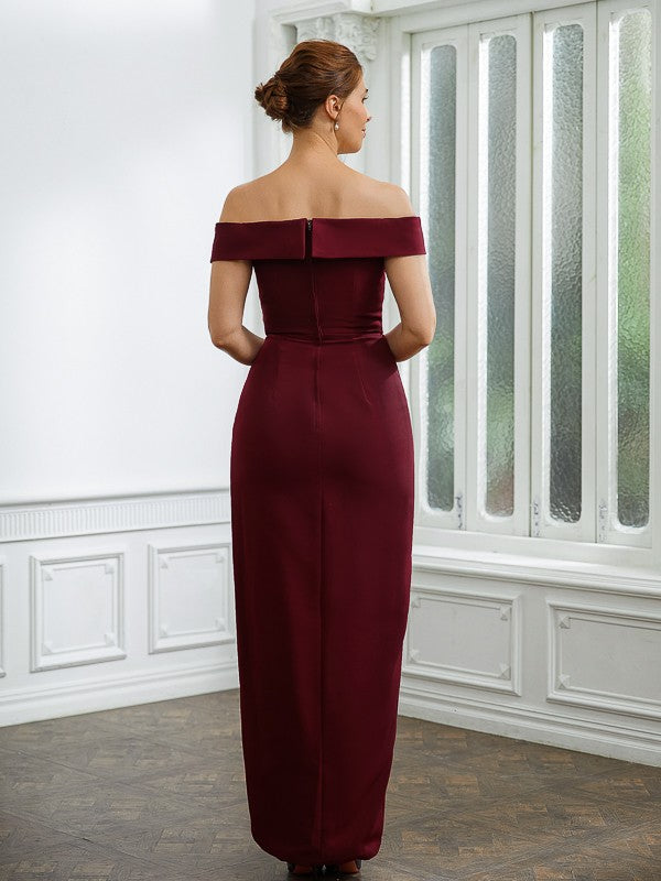 Wholesale Sheath/Column Stretch Crepe Ruched Off-the-Shoulder Sleeveless Floor-Length Mother of the Bride Dresses
