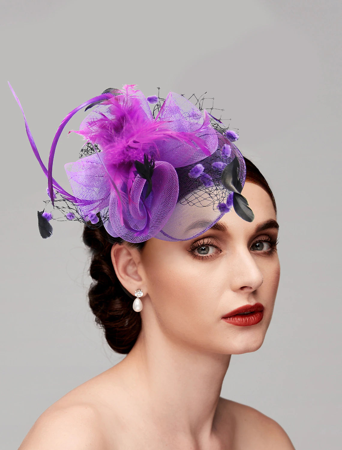 Wholesale Feather / Net Fascinators Kentucky Derby Hat / Birdcage Veils with 1 Piece Wedding / Party / Evening / Ladies Day Headpiece
