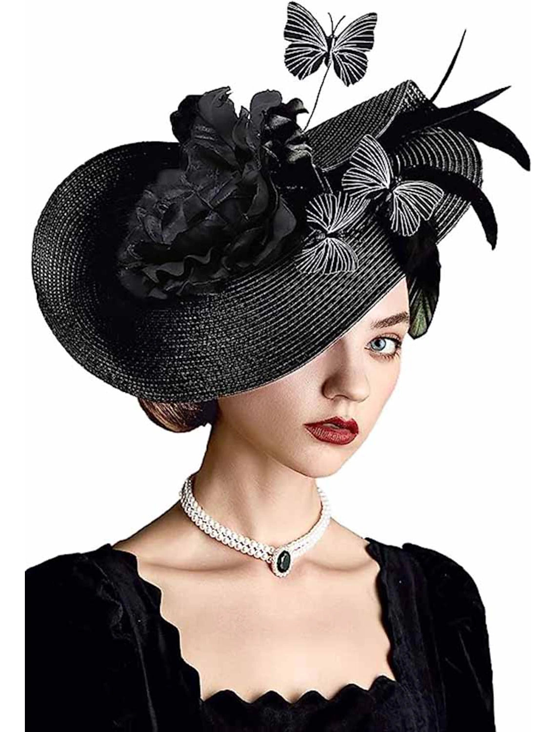 Wholesale Fascinators synthetic fibre Halloween Kentucky Derby Glam Fancy With Flower Butterfly Headpiece Headwear
