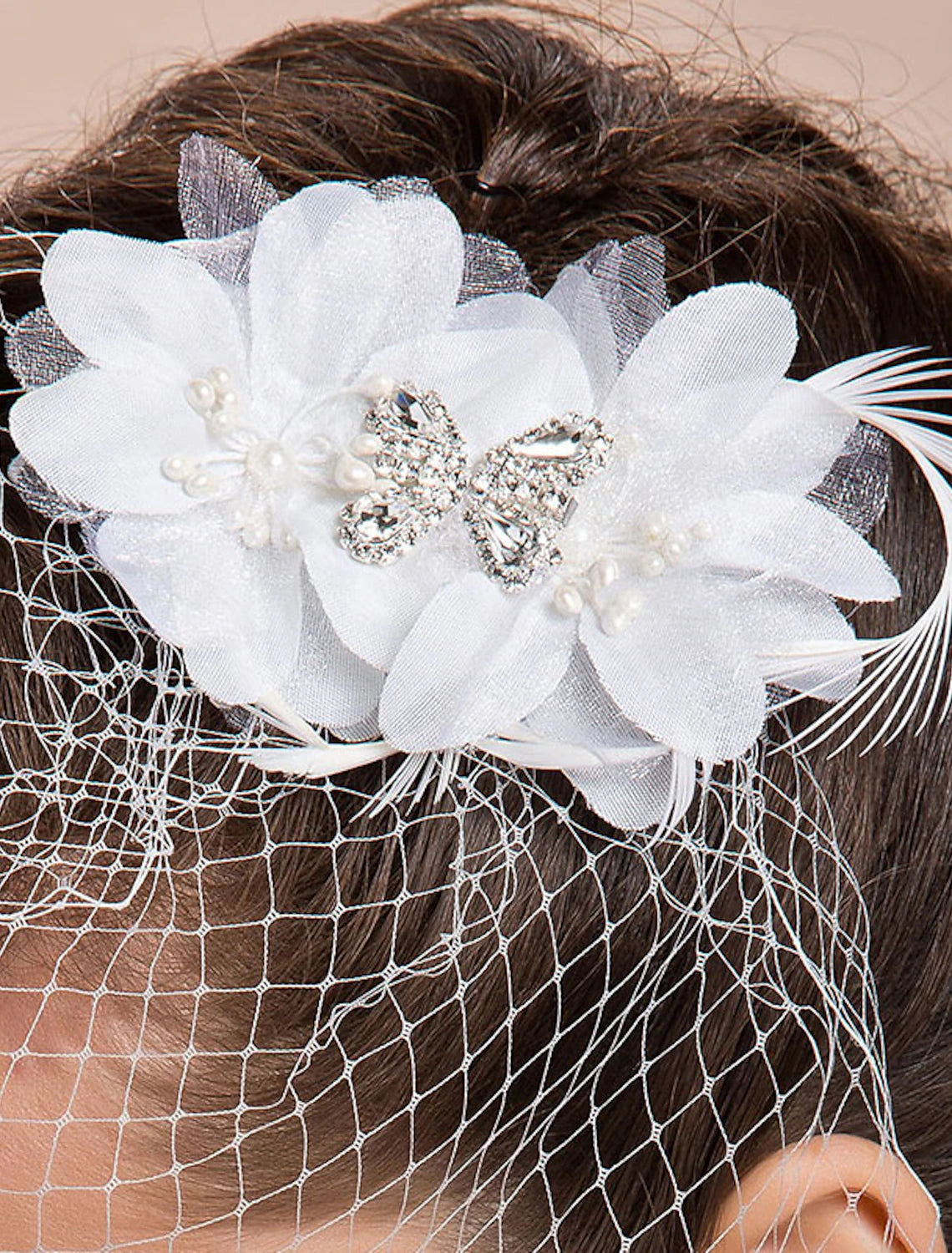 Wholesale Net Blusher Veils / Wedding Fascinators / Headwear with Floral 1pc Special Occasion / Party / Evening / Party / Cocktail Headpiece