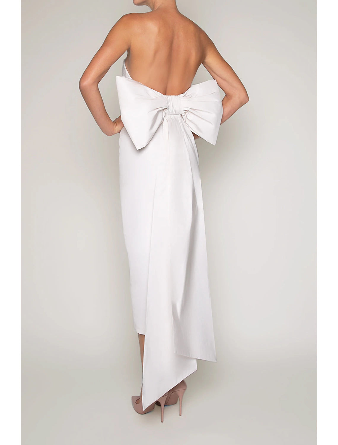 Wholesale Sheath / Column Cocktail Dresses Party Dress Wedding Guest Engagement Tea Length Sleeveless Strapless Fall Wedding Reception Satin with Bow(s)