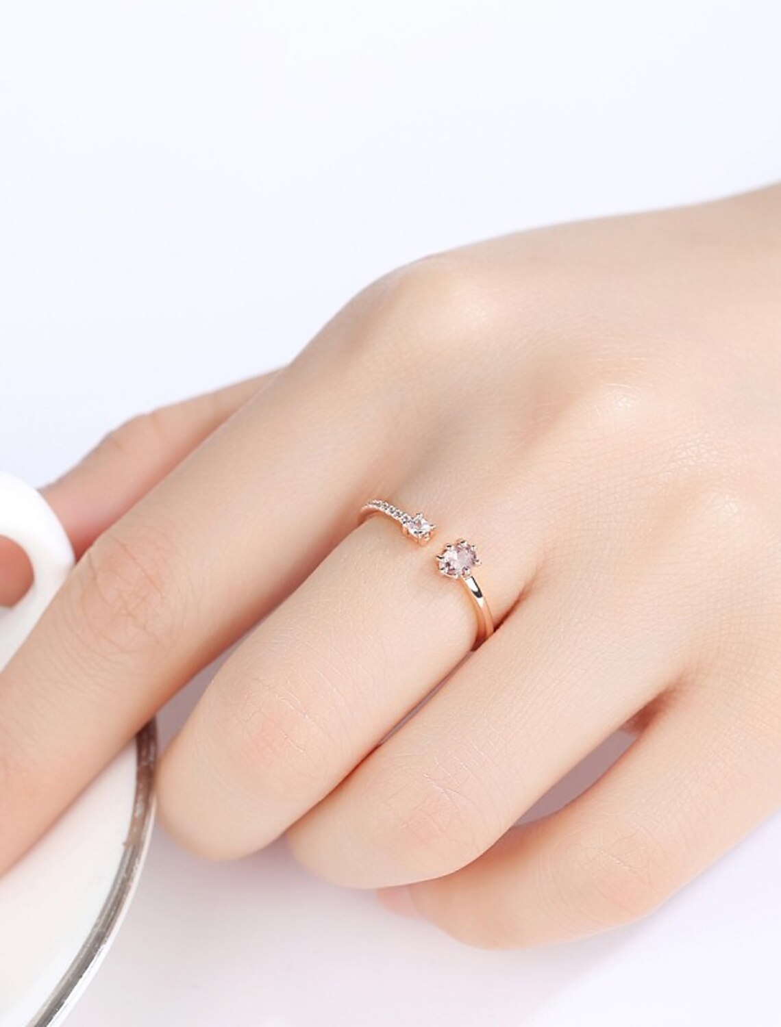 Wholesale Open Ring Gift Classic Rose Gold S925 Sterling Silver Precious Cute Stylish 1PC Synthetic Diamond