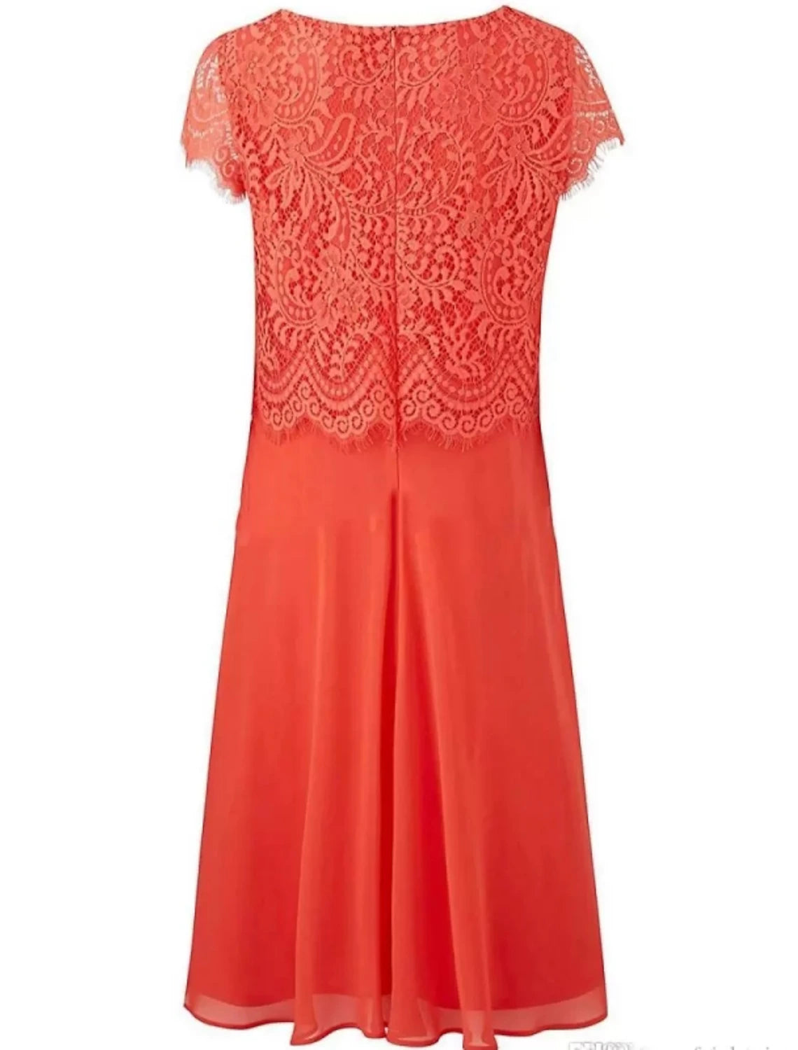 Wholesale Sheath / Column Mother of the Bride Dress Wedding Guest Elegant Vintage Scoop Neck Tea Length Chiffon Lace Cap Sleeve with Pleats Solid Color