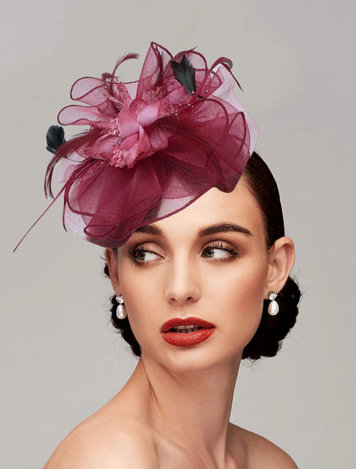 Wholesale Feather / Net Headbands / Fascinators Kentucky Derby Hat with 1 Piece Wedding / Party / Evening / Tea Party Headpiece