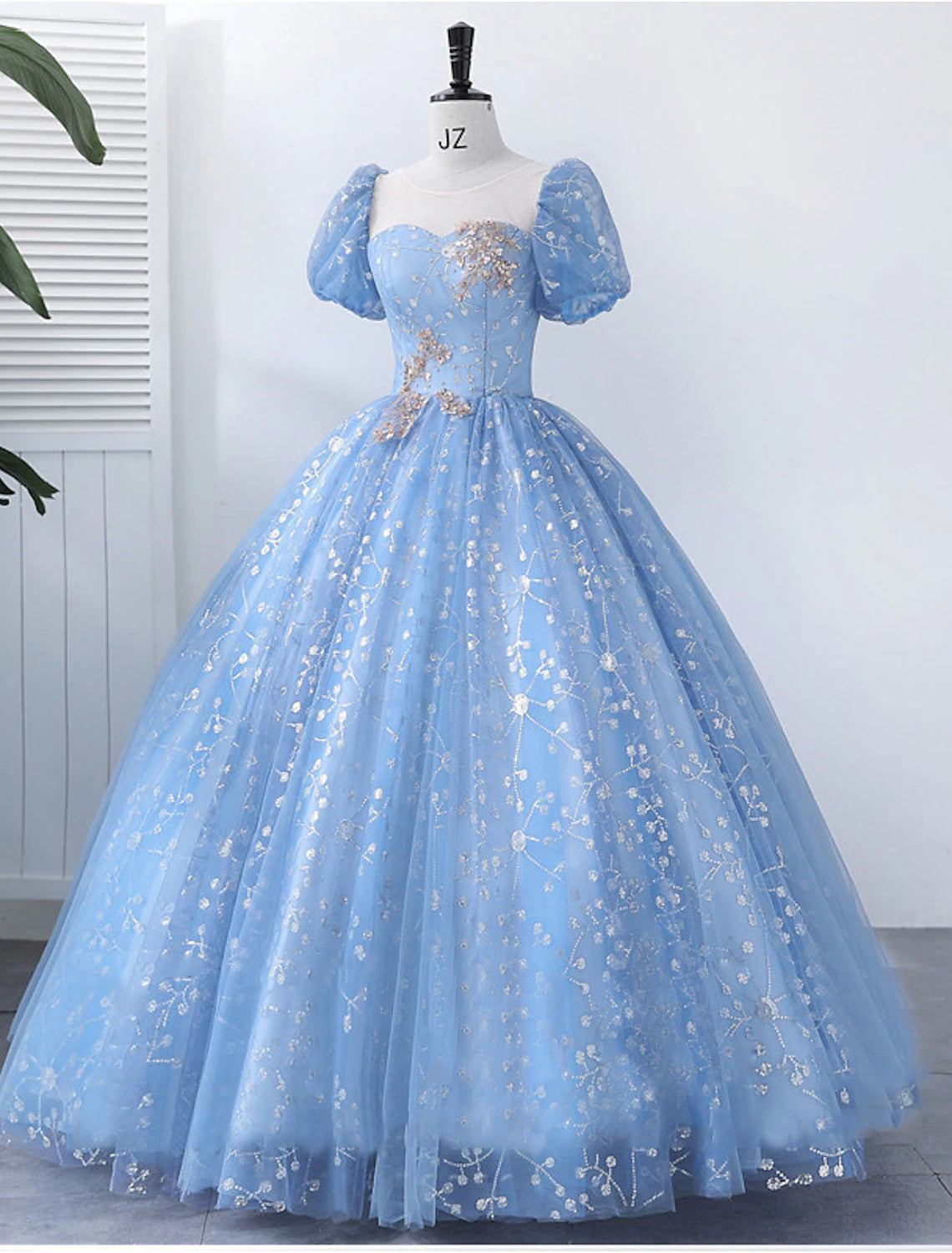 Wholesale Ball Gown Quinceanera Dresses Princess Dress Performance Sweet 16 Floor Length Short Sleeve Square Neck Polyester with Pearls Appliques