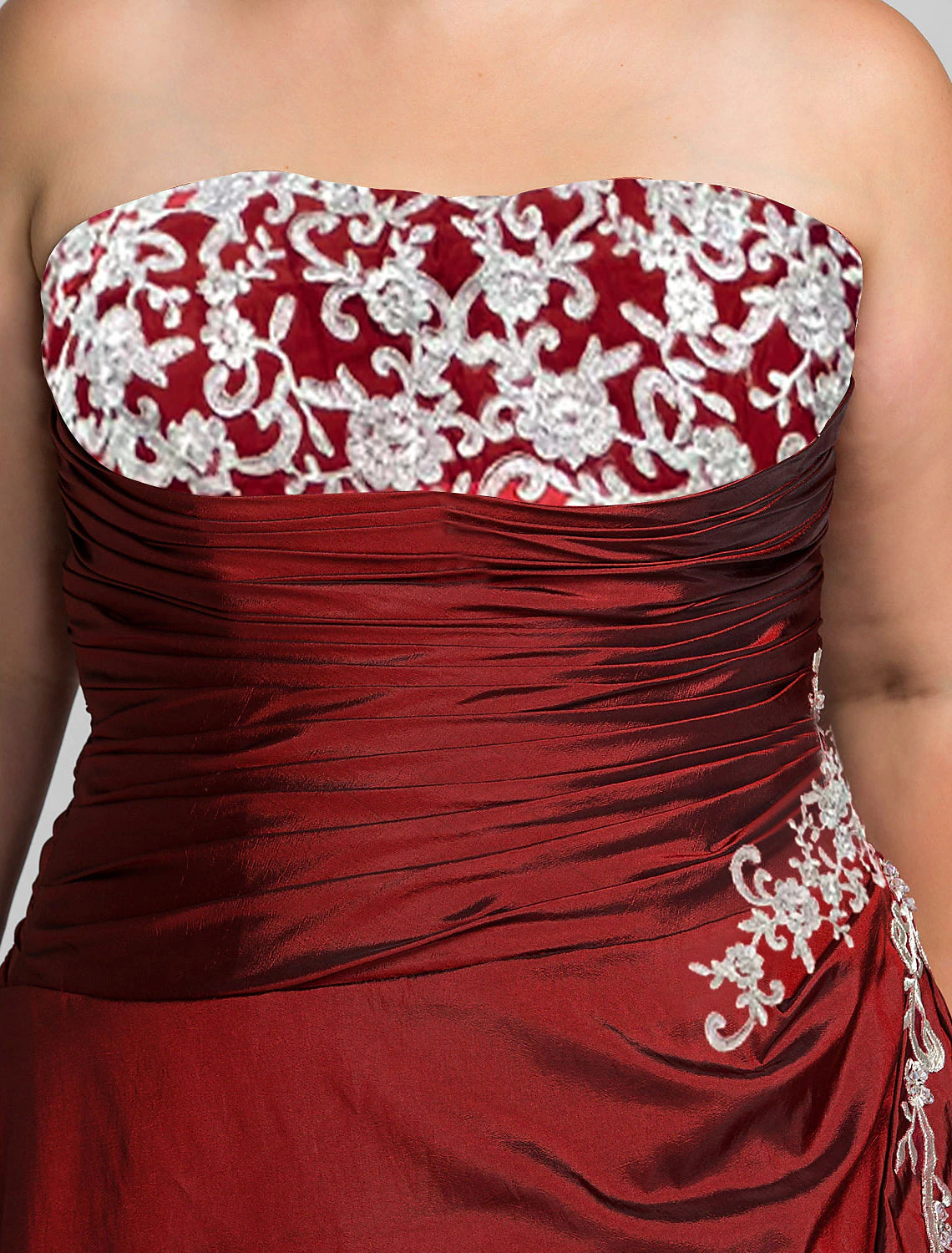 Wholesale Ball Gown Plus Size Prom Formal Evening Dress Strapless Sleeveless Floor Length Taffeta with Beading Appliques