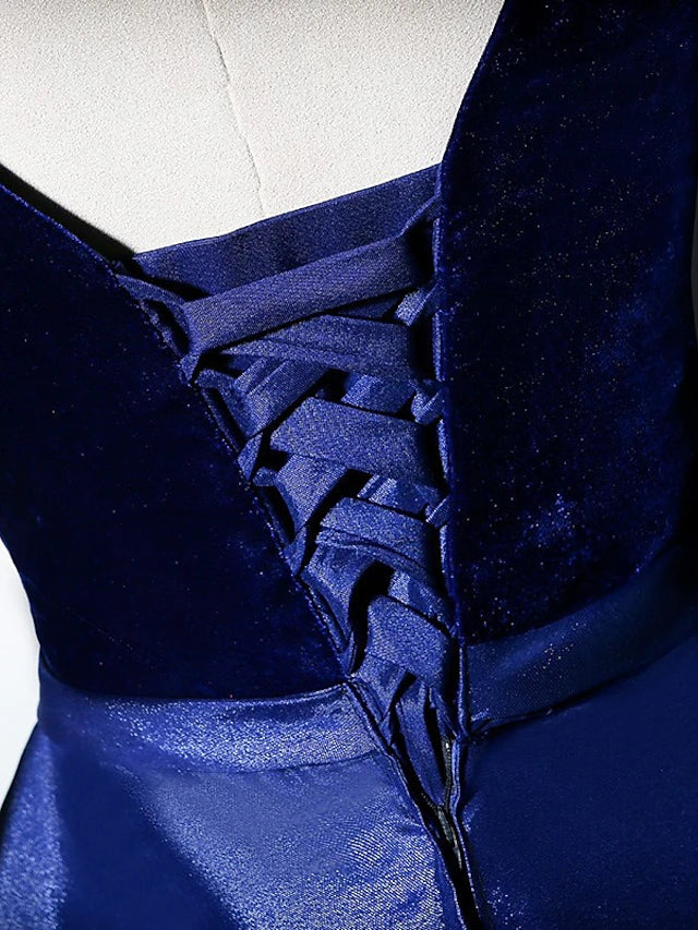 Wholesale A-Line Mother of the Bride Dress Simple Elegant V Neck Floor Length Taffeta Velvet Long Sleeve with Pleats