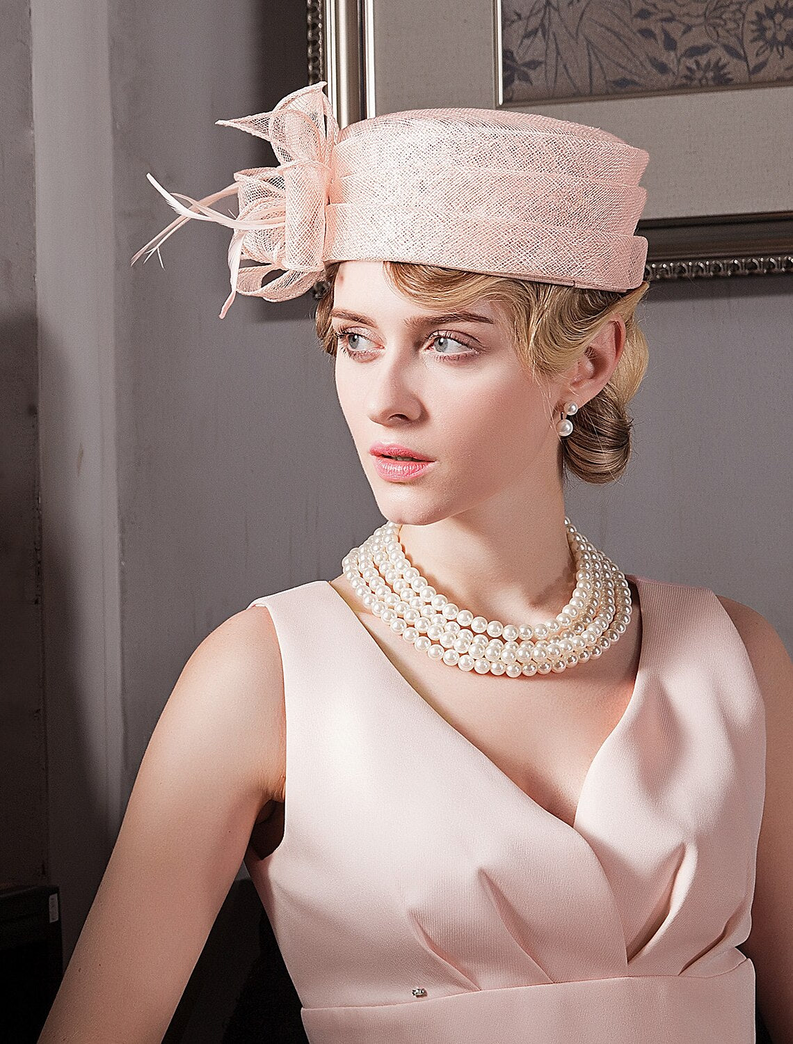 Wholesale Hats Headdress Top Hat Sinamay Hat Tea Party Beach Kentucky Derby Melbourne Cup Elegant Romantic British With Flower Lace Side Headpiece Headwear