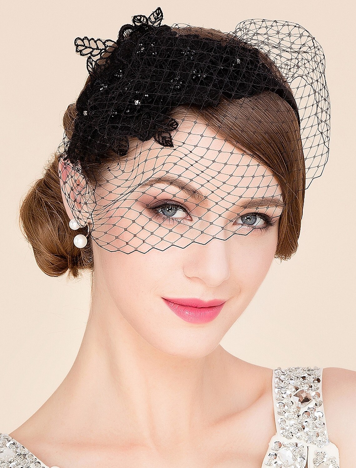 Wholesale Headwear Net Veil Hat Wedding Casual Tea Party Valentine's Day Horse Race Retro Romantic Classic With Tulle Face Veil Headpiece Headwear