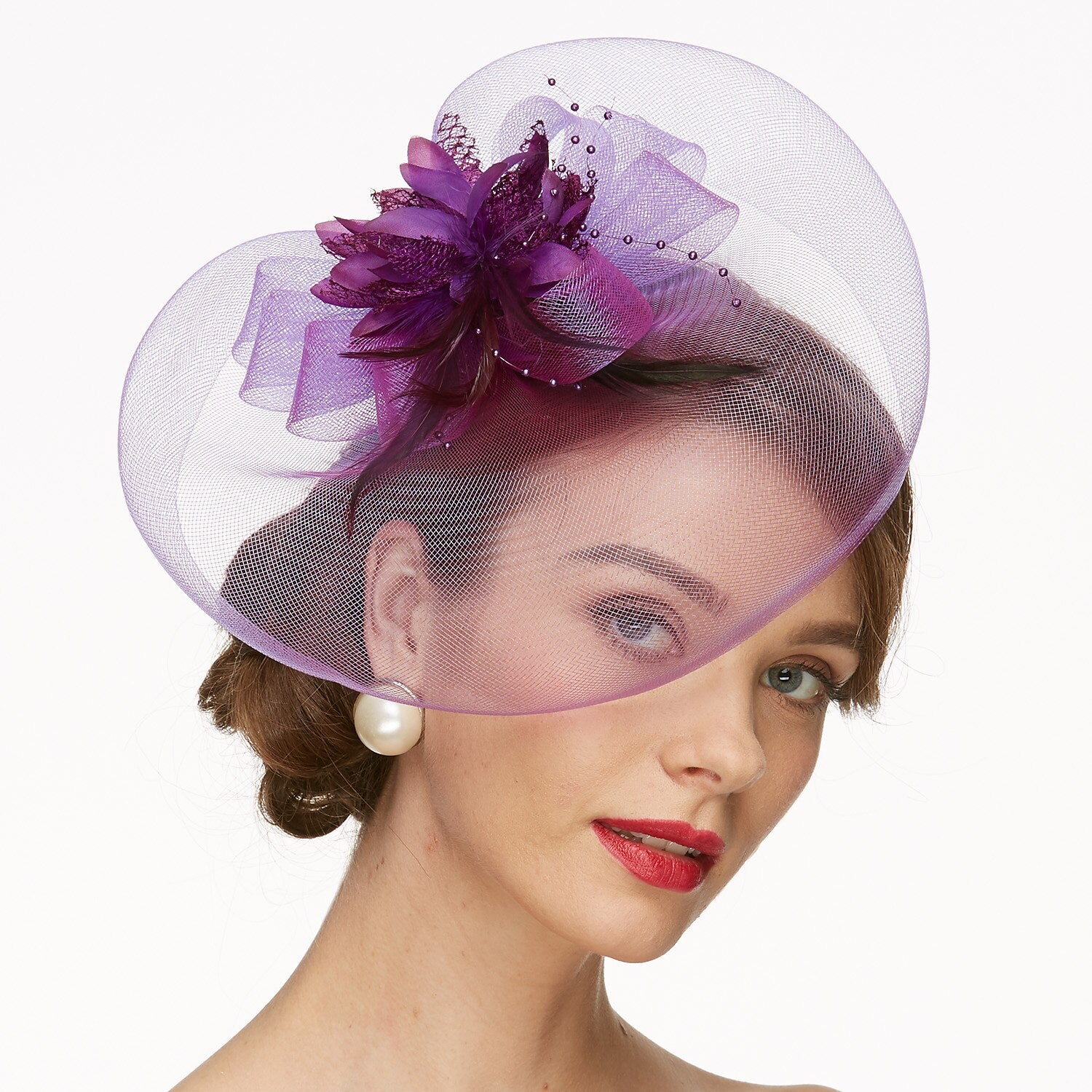 Wholesale Net Fascinators Kentucky Derby Hat/ Headwear with Floral 1PC Wedding / Special Occasion / Tea Party Headpiece