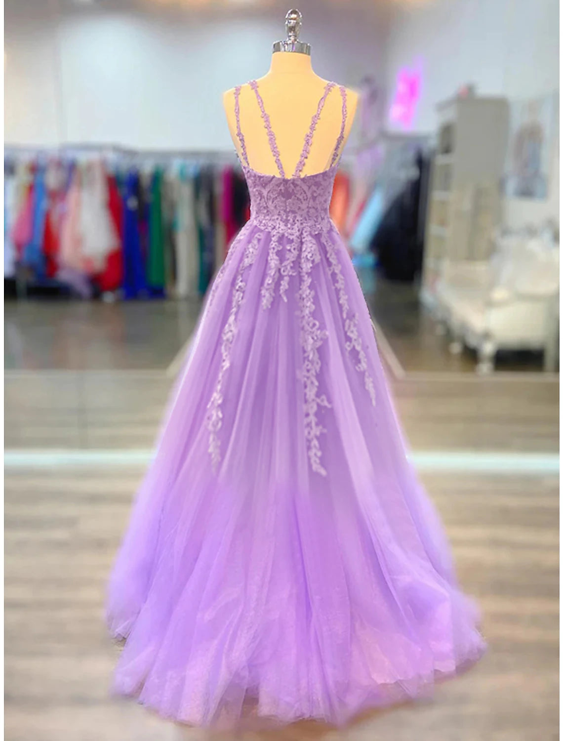 Wholesale  A-Line Prom Dresses Maxi Dress Formal Wedding Guest Court Train Sleeveless Spaghetti Strap Stretch Chiffon with Appliques Shouder Flower