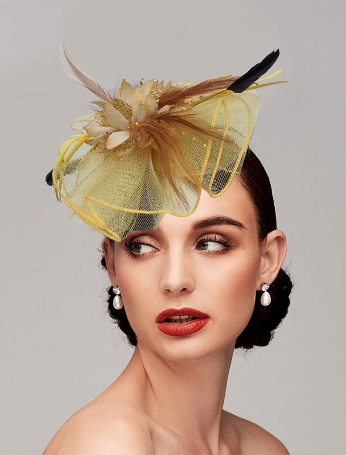 Wholesale Feather / Net Headbands / Fascinators Kentucky Derby Hat with 1 Piece Wedding / Party / Evening / Tea Party Headpiece