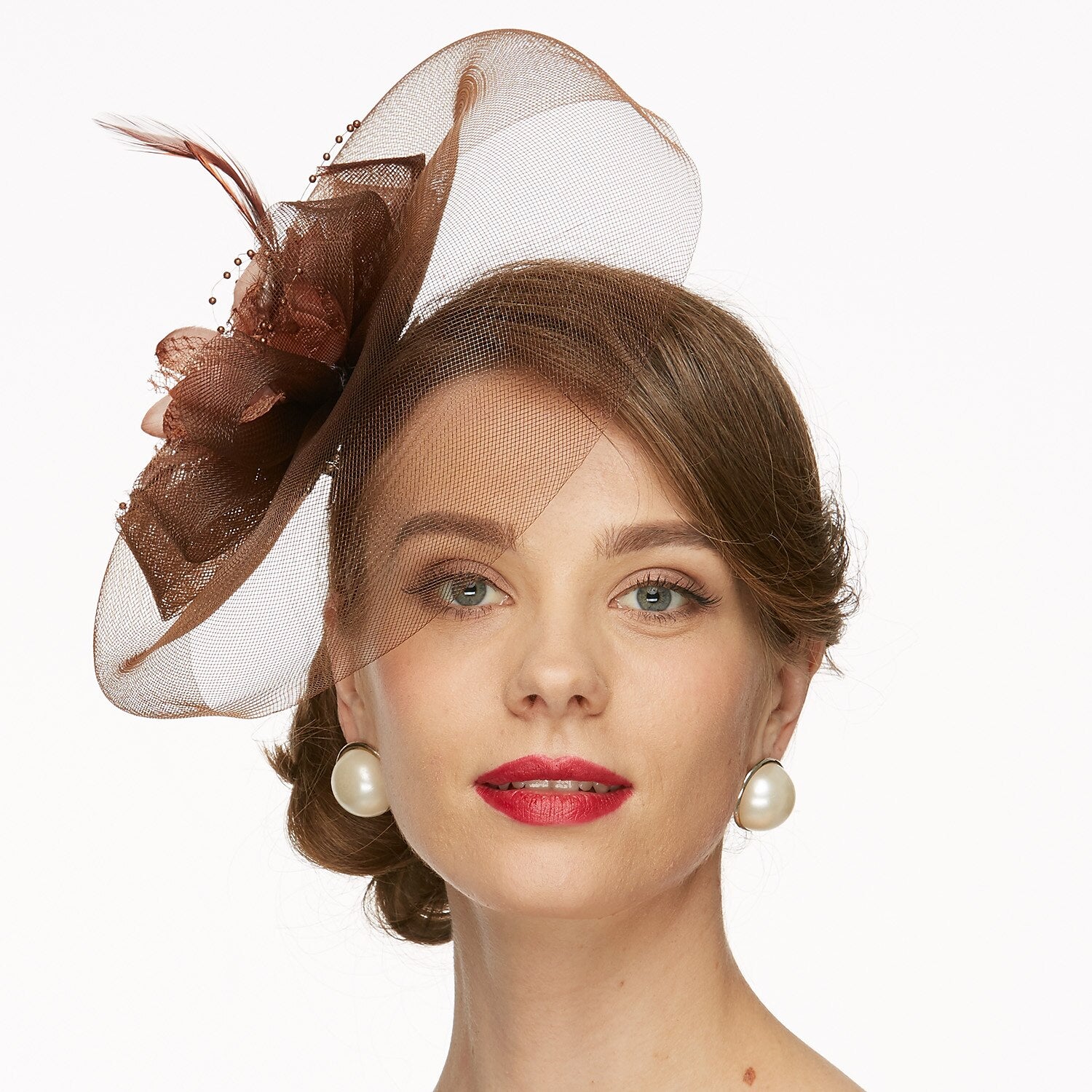 Wholesale Net Fascinators Kentucky Derby Hat/ Headwear with Floral 1PC Wedding / Special Occasion / Tea Party Headpiece