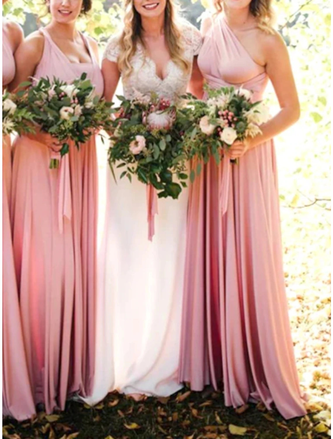 Wholesale Sheath / Column Bridesmaid Dress Halter Sleeveless Convertible Floor Length Spandex with Pleats / Solid Color