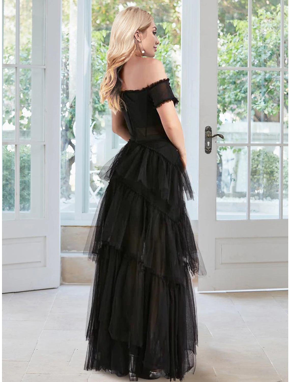 Wholesale  Ball Gown Prom Dresses Corsets Dress Masquerade Prom Floor Length Sleeveless Off Shoulder Tulle with Ruffles
