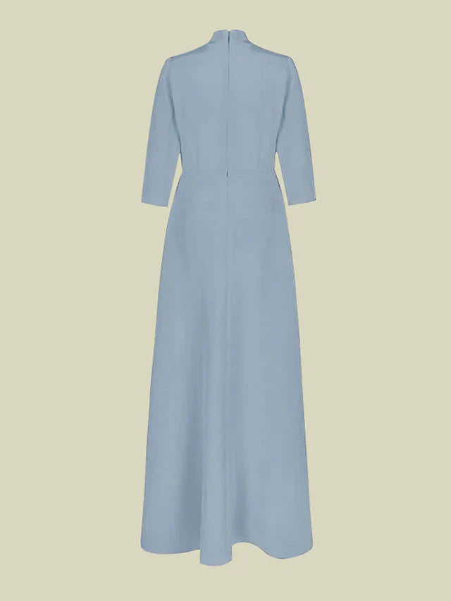 Wholesale A-Line Mother of the Bride Dress Elegant V Neck Floor Length Charmeuse 3/4 Length Sleeve with Ruching