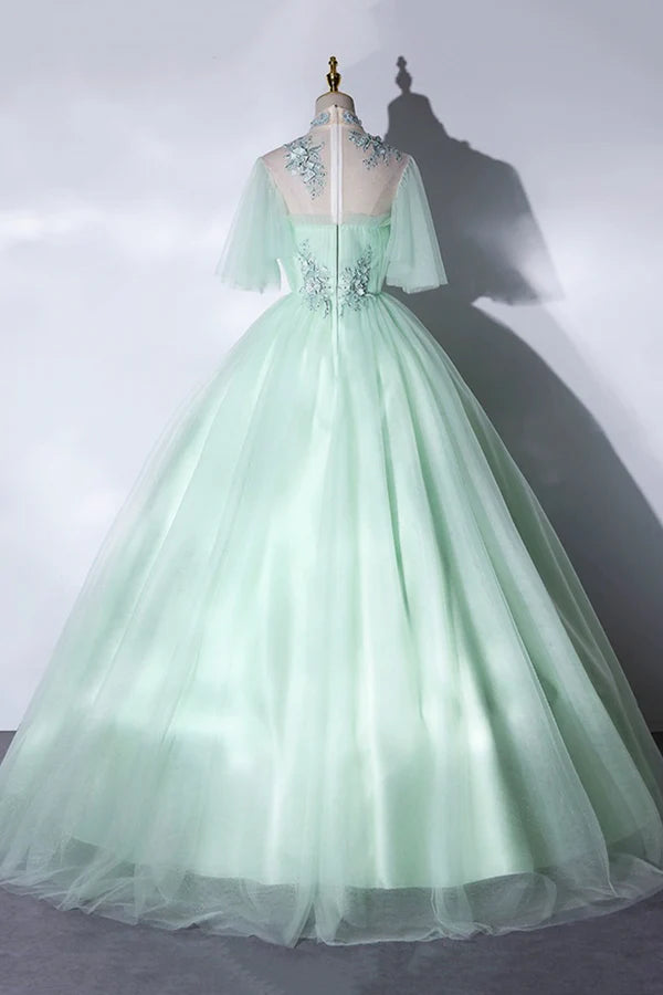 Wholesale Elegant Green A-Line Princess Prom Dress A-Line Lace Evening Party Dress