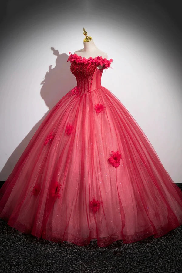 Wholesale Dark Red Beading Prom Dress with Corset Off the Shoulder Short Sleeve Floor-Length Party Dress