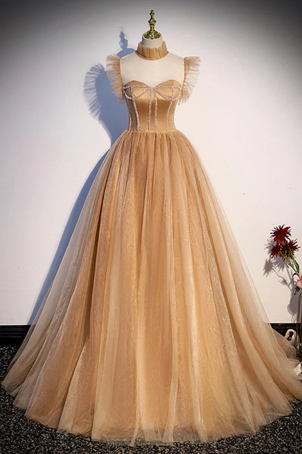 Wholesale Lovely Tulle Long Formal Dress A-Line Evening Dress with Corset