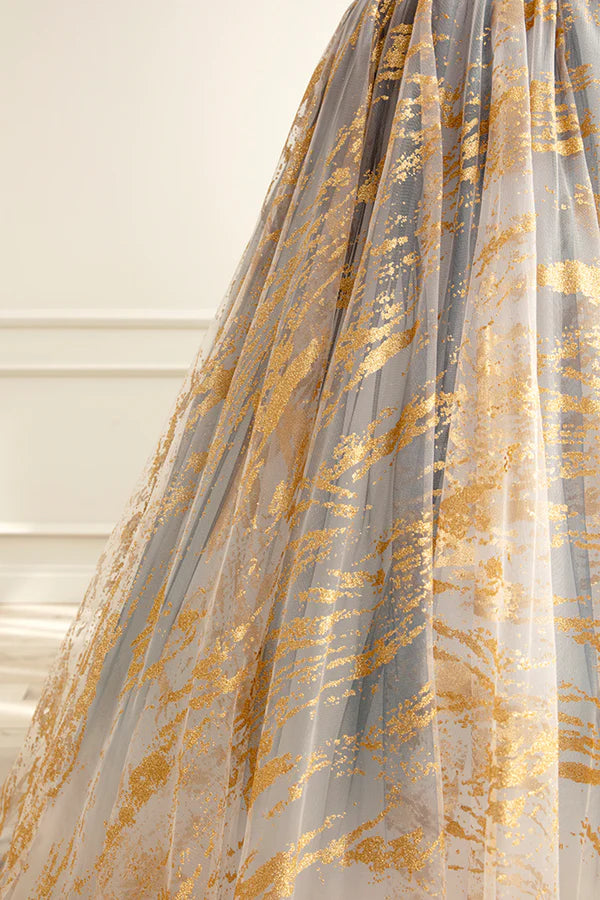 Wholesale Cute Gradient Tulle Long Formal Dress A-Line Strapless Prom Dress Evening Dress