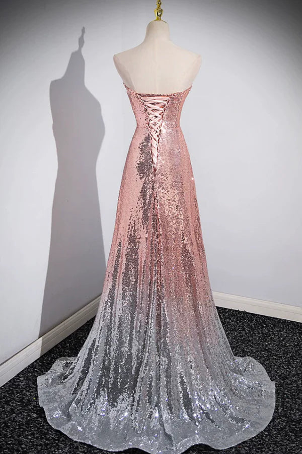 Wholesale Mermaid Sequins Long Prom Dress Sparkling Sweetheart Neckline Ombre Evening Dress