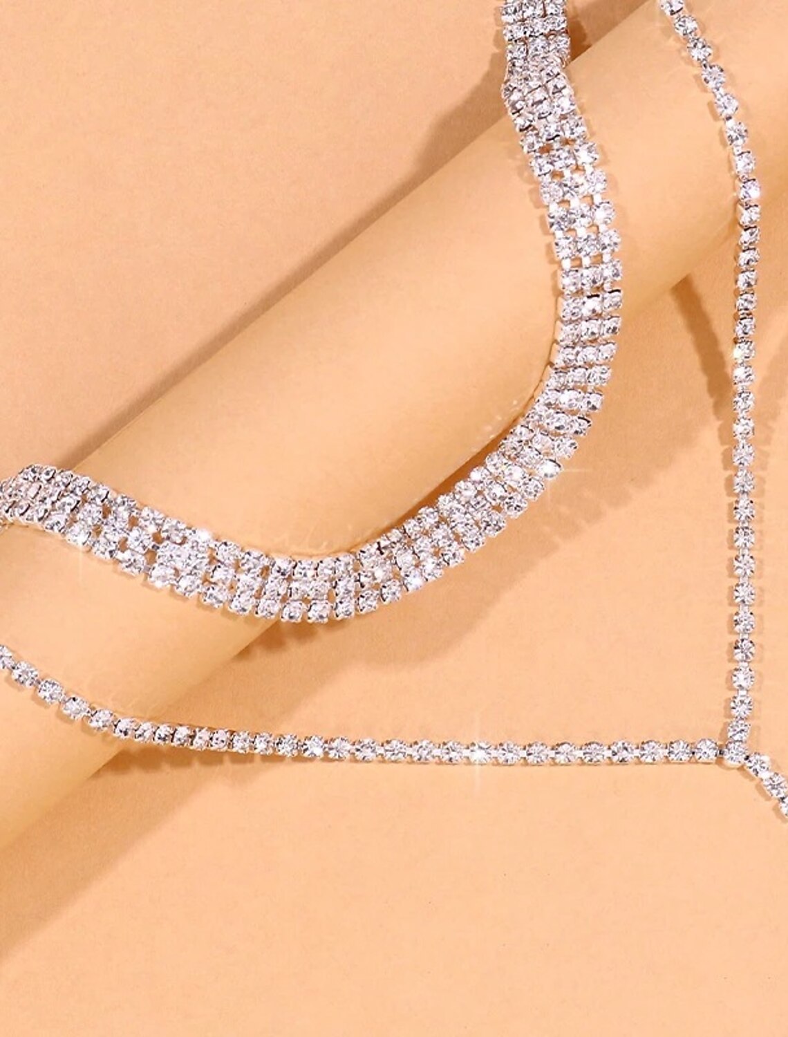 Wholesale Fine Jewelry Clear Rhinestones Women's Fashion Modern Geometrical Wedding Geometric Necklace For Wedding Engagement