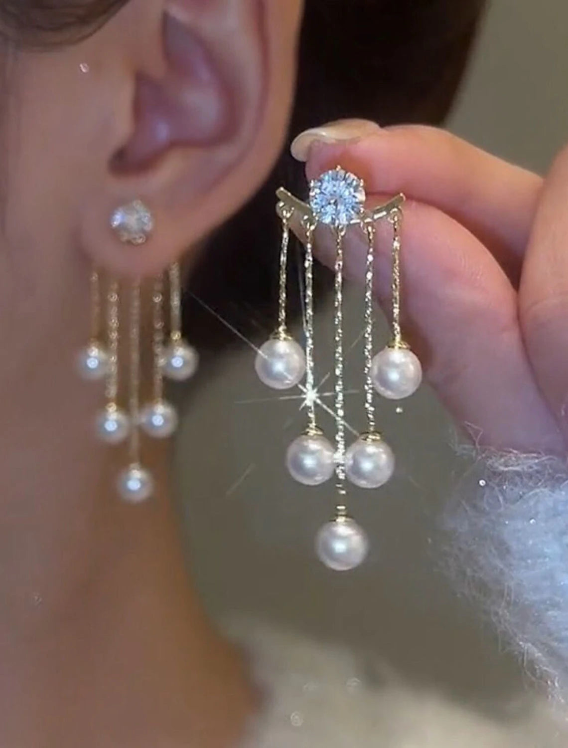 Wholesale Women‘s Drop Earrings Fine Jewelry Tassel Fringe Precious Cute Stylish Earrings Jewelry White For Wedding Party 3 Pairs