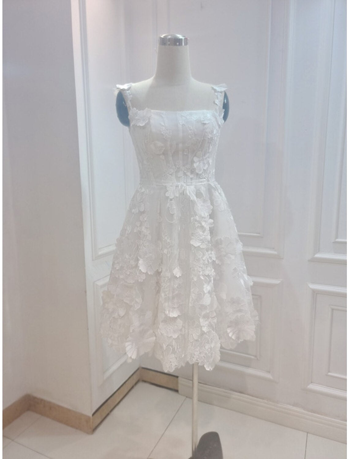 Wholesale A-Line Cocktail Dresses Floral Dress Summer Garden Party Short / Mini Sleeveless Spaghetti Strap Tulle with Appliques
