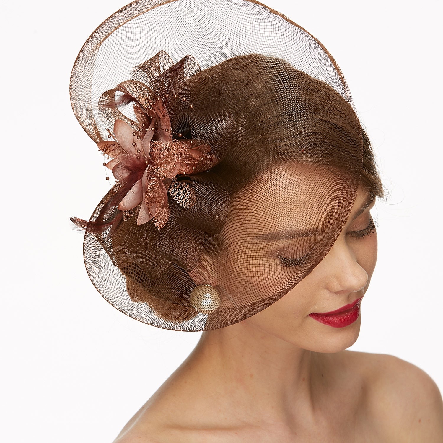 Wholesale Net Fascinators Kentucky Derby Hat/ Headwear with Floral 1PC Wedding / Special Occasion / Tea Party Headpiece