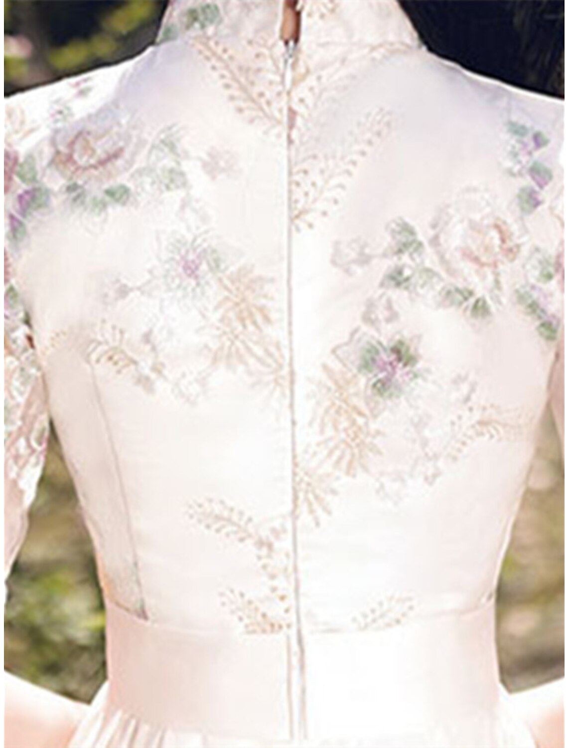 Wholesale A-Line Chinese Style Elegant Graduation Prom Dress Stand Collar Half Sleeve Short / Mini Chiffon with Tassel Embroidery