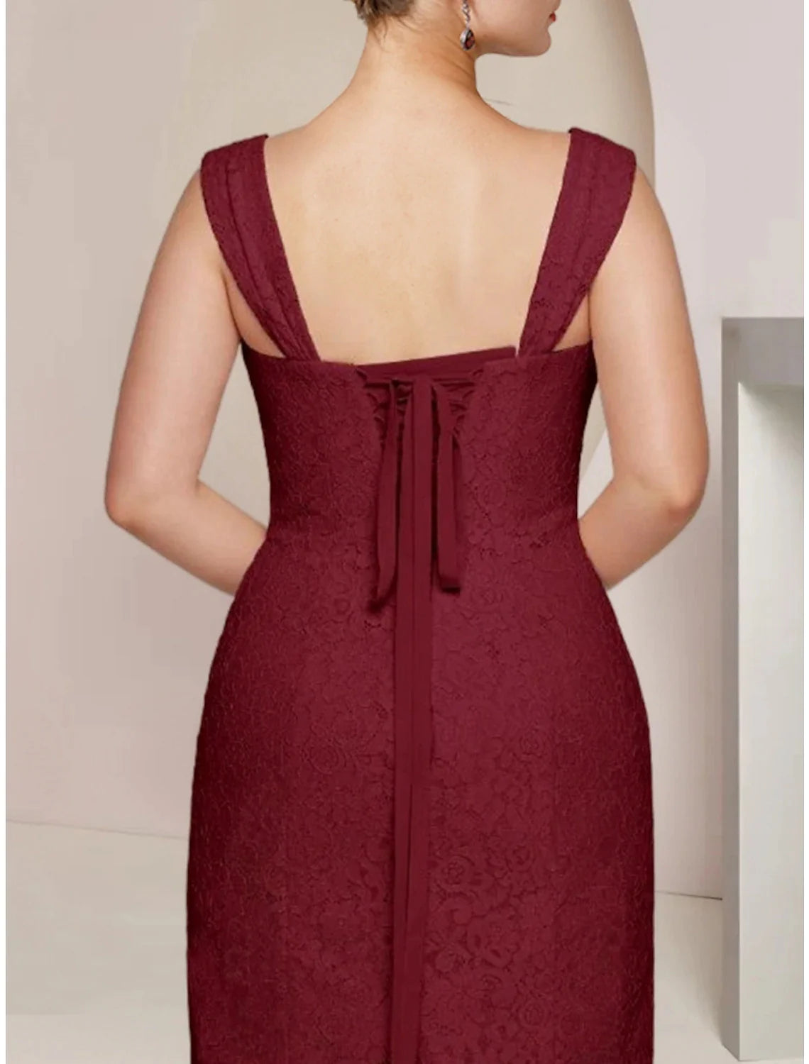 Wholesale A-Line Mother of the Bride Dress Wedding Guest Elegant Petite Square Neck Knee Length Chiffon Long Sleeve with Ruching Solid Color