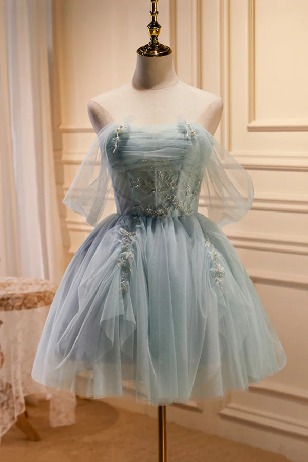 Wholesale Light Green Sweetheart Sequins Tulle Party Dress Green Homecoming Dress