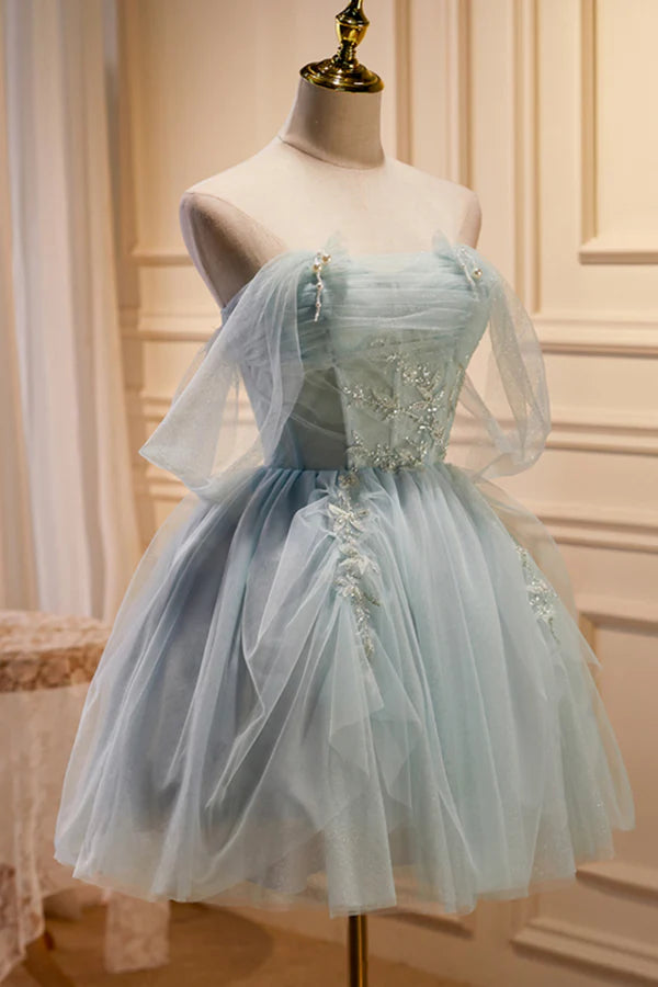 Wholesale Light Green Sweetheart Sequins Tulle Party Dress Green Homecoming Dress