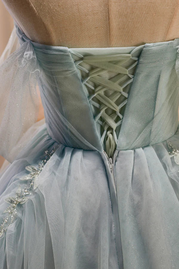 Wholesale Light Green Sweetheart Sequins Tulle Party Dress Green Homecoming Dress