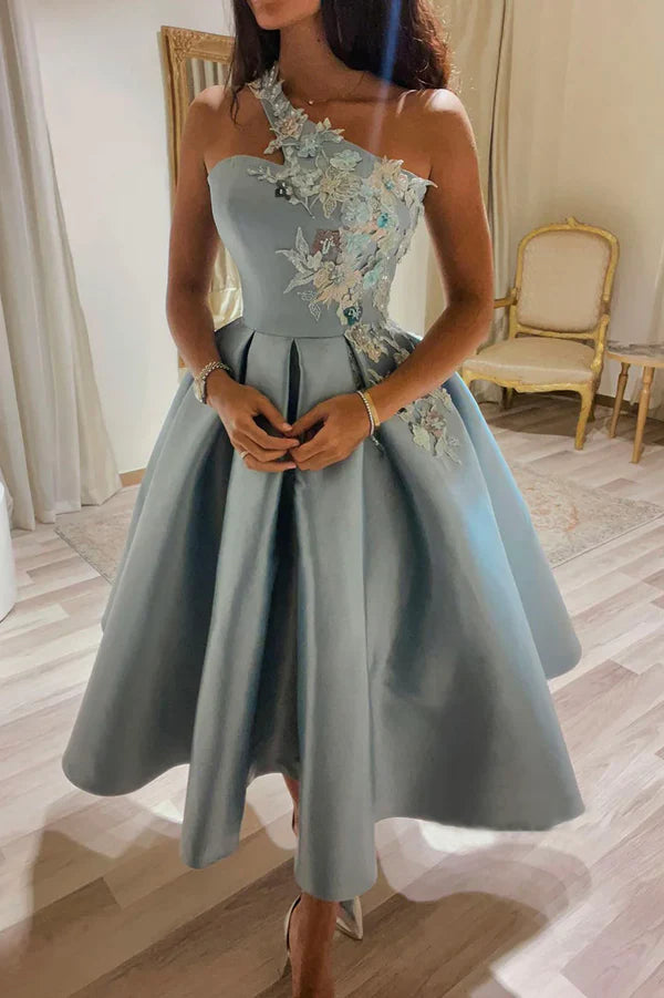 Wholesale Lovely Lace One Shoulder Short Prom Dress A-Line Party Dress