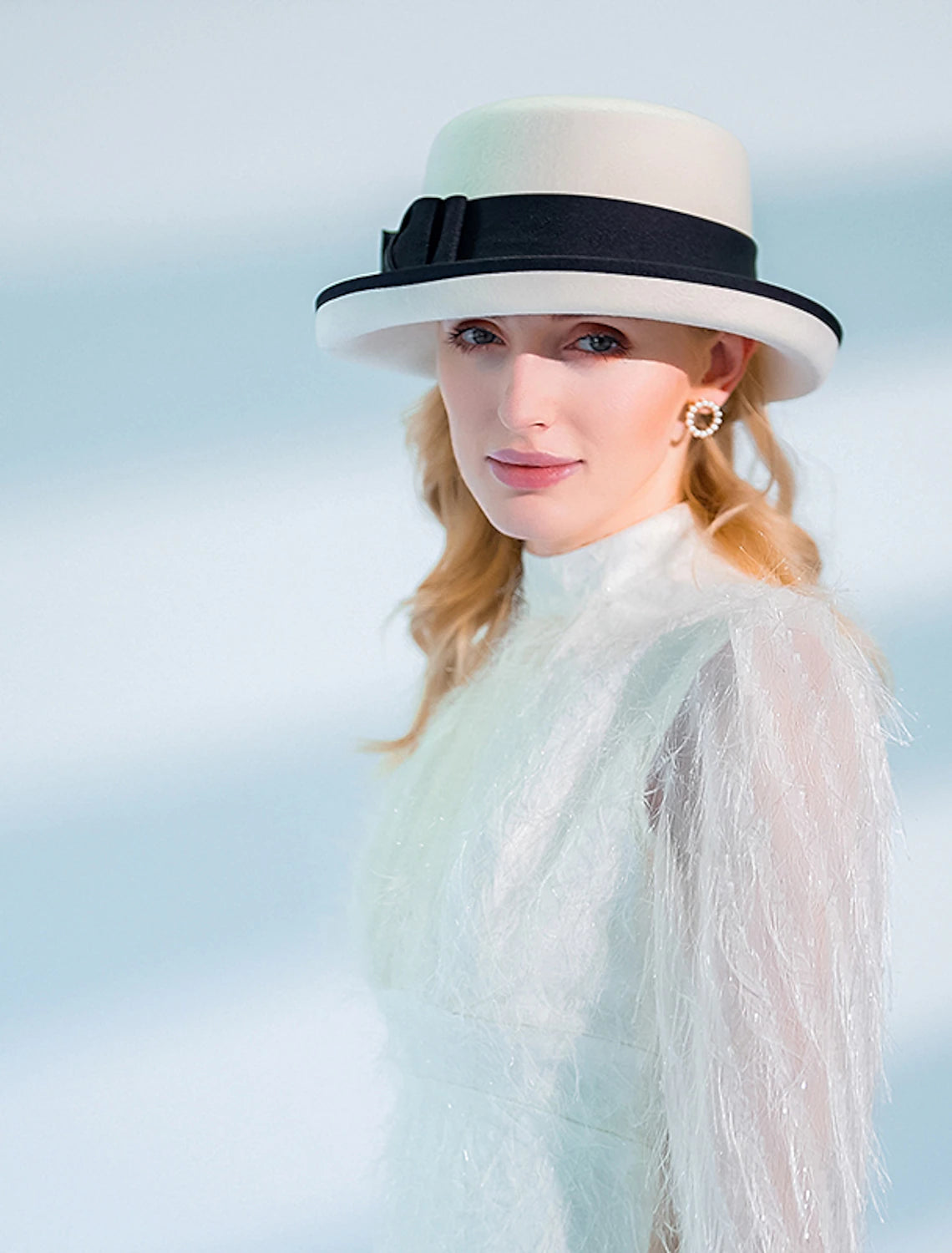 Wholesale Hats 100% Wool Fedora Hat Casual Tea Party Elegant With Bowknot Headpiece Headwear