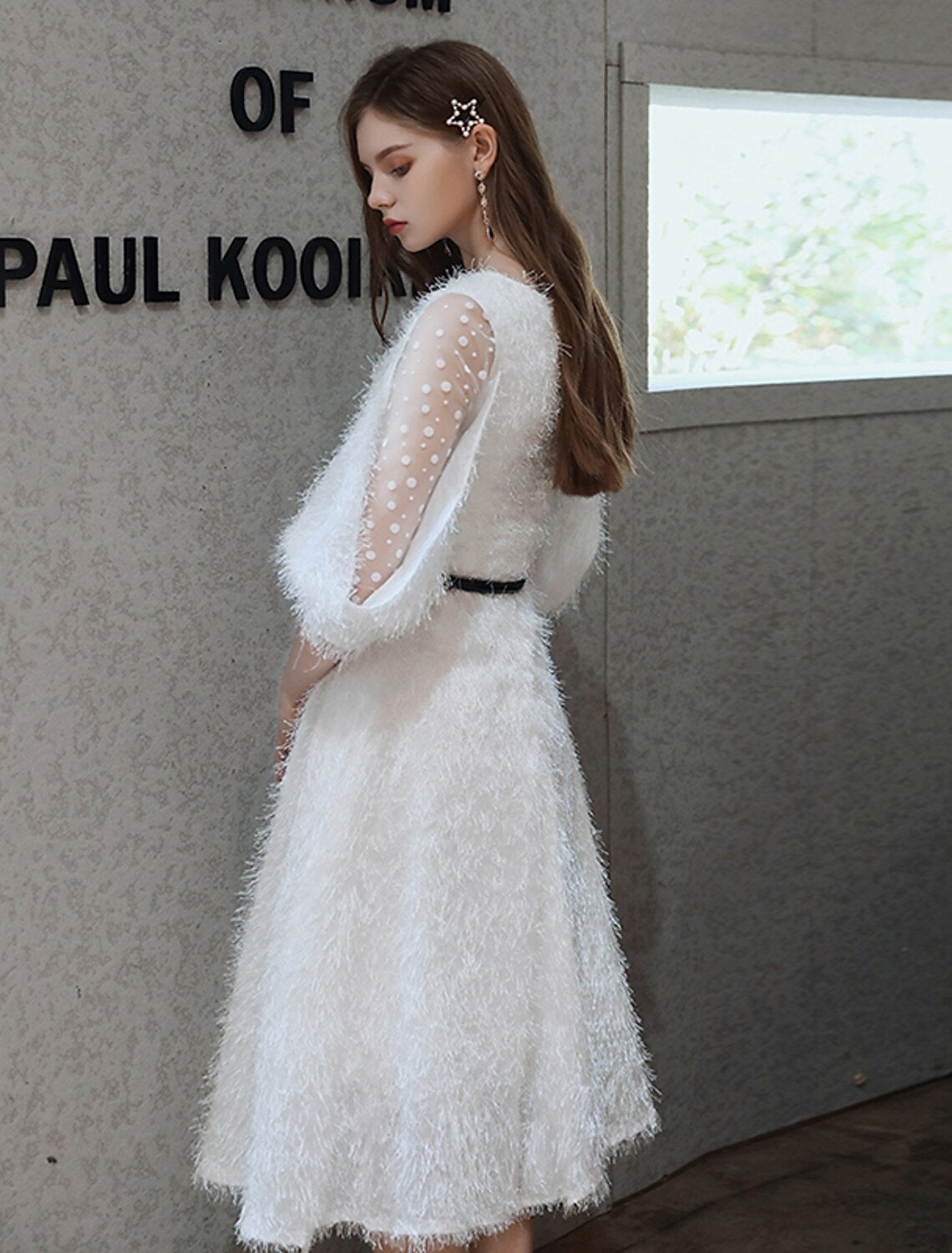 Wholesale A-Line Cocktail Dresses Princess Dress Cocktail Party Valentine's Day Tea Length 3/4 Length Sleeve Jewel Neck Nylon with Sash / Ribbon