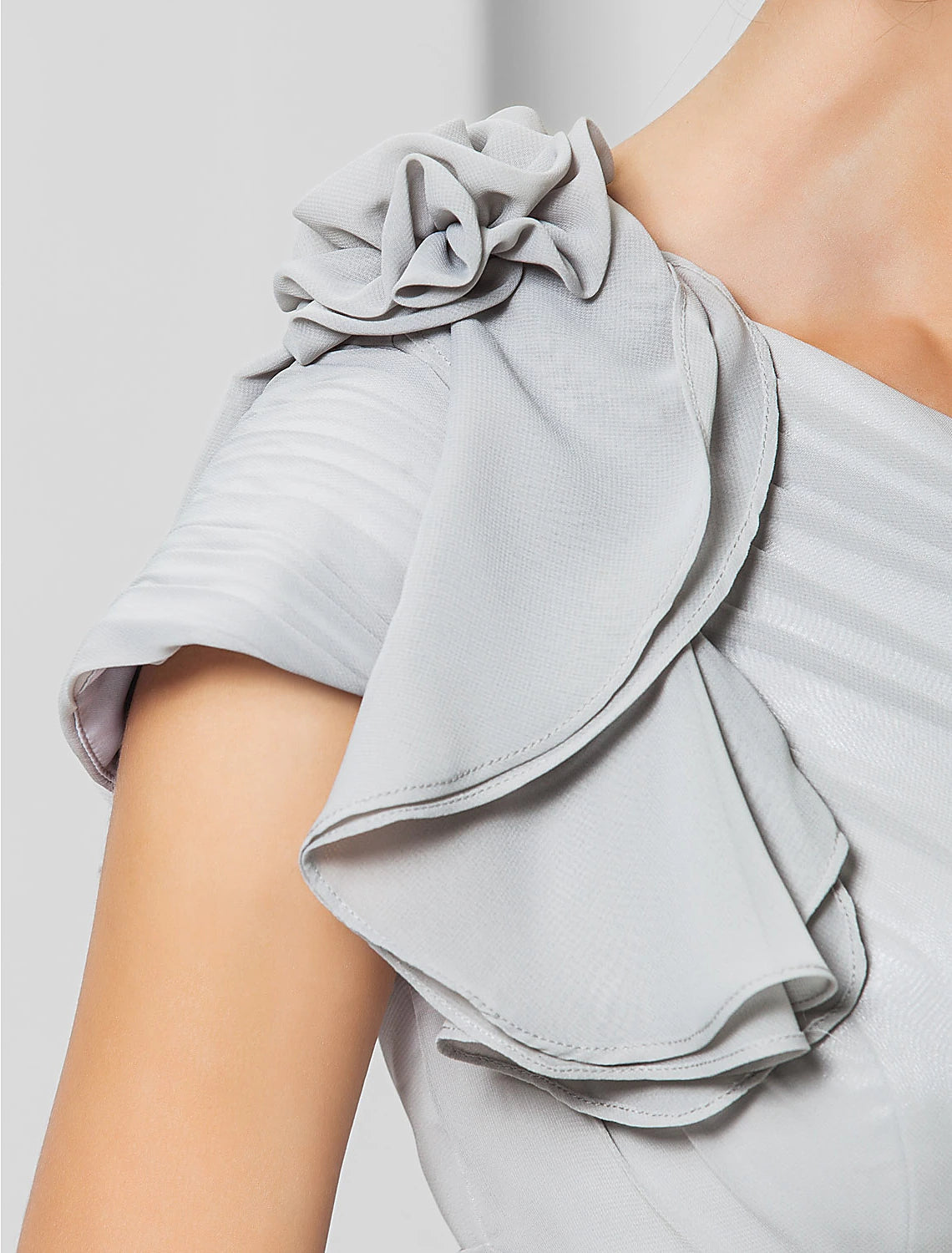 Wholesale Sheath / Column Elegant Dress Wedding Guest Formal Evening Floor Length Sleeveless One Shoulder Bridesmaid Dress Chiffon with Sash / Ribbon Appliques