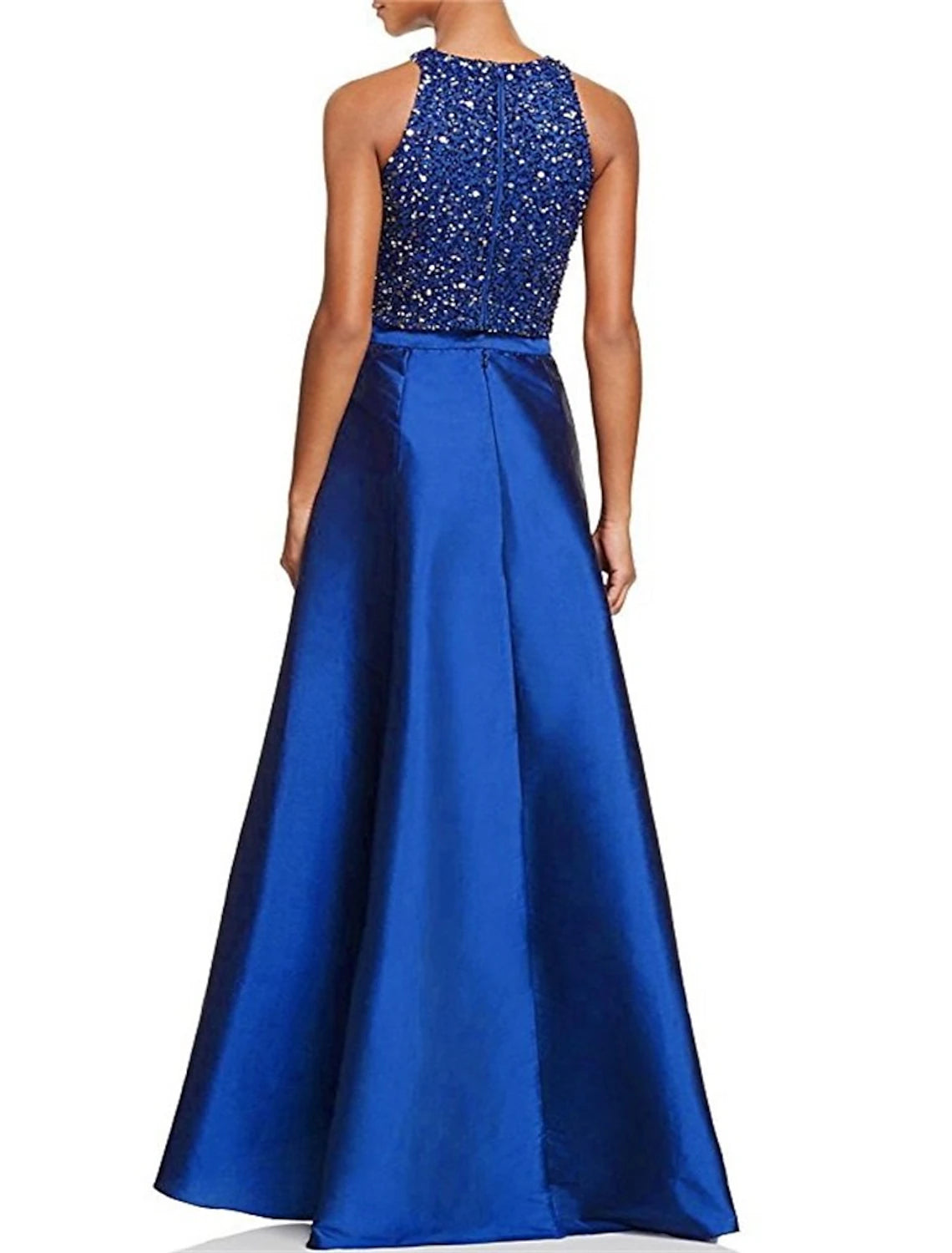 Wholesale A-Line Wedding Guest Dresses Sparkle Black Dress Plus Size Party Wear Semi Formal Asymmetrical Sleeveless Jewel Neck Fall Wedding Guest Satin with Beading Sequin